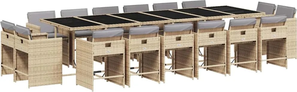 vidaXL Set mobilier grădină cu perne, 17 piese bej combinat poliratan