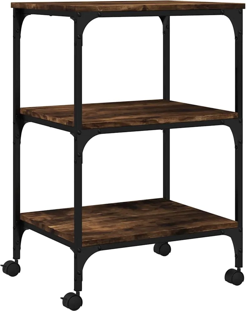 vidaXL Suport imprimantă 3 niveluri, stejar fumuriu, 50x41x75 cm lemn