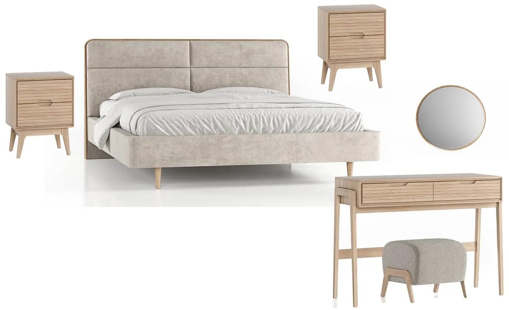 Set dormitor Brooklyn, Lemn Masiv, Stejar