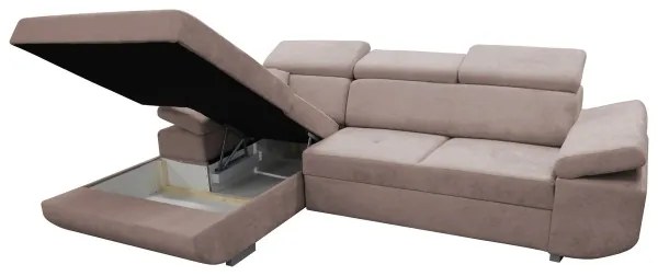 Colțar extensibil în L CASTELO, cu spațiu de depozitare, varianta stânga, bej