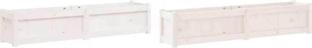 vidaXL Jardiniere de grădină, 2 buc., alb, lemn masiv de pin