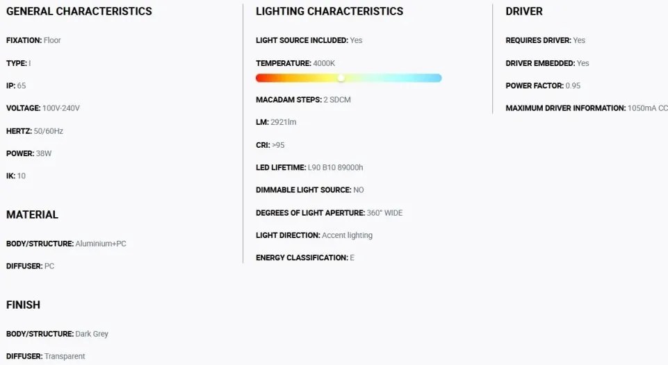 Stalp LED iluminat exterior simetric 360º wide IP65 RUSH 370cm 4000K