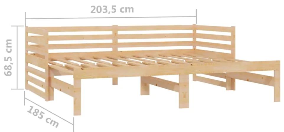 Pat extensibil de zi, 2x(90x200) cm, lemn masiv de pin Maro