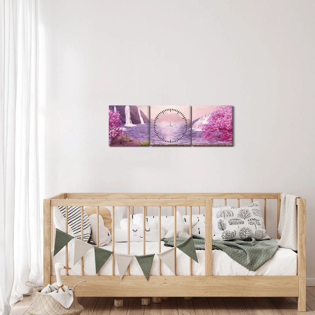 Tablou cu lac (cu ceas) (90x30 cm)