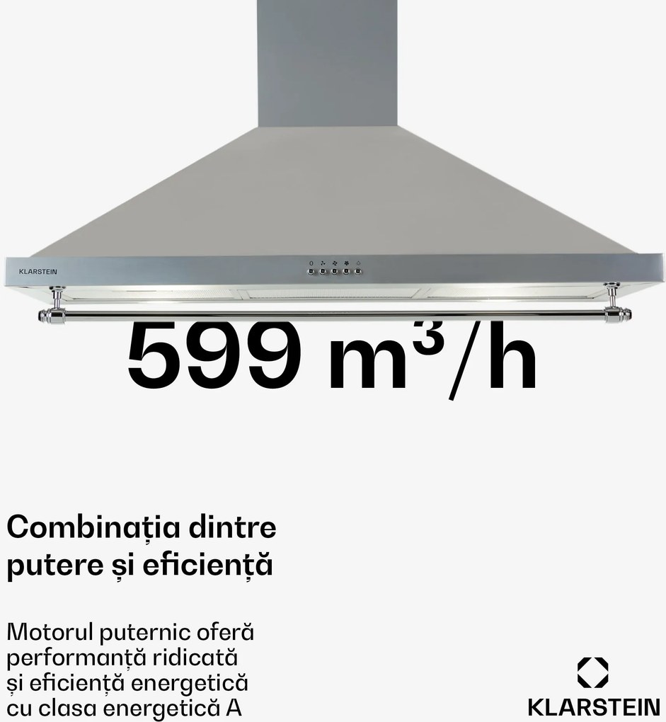 Klarstein Montblanc 90, hota, 599m³/h. 165W, 2x1.5W, LED, bandă