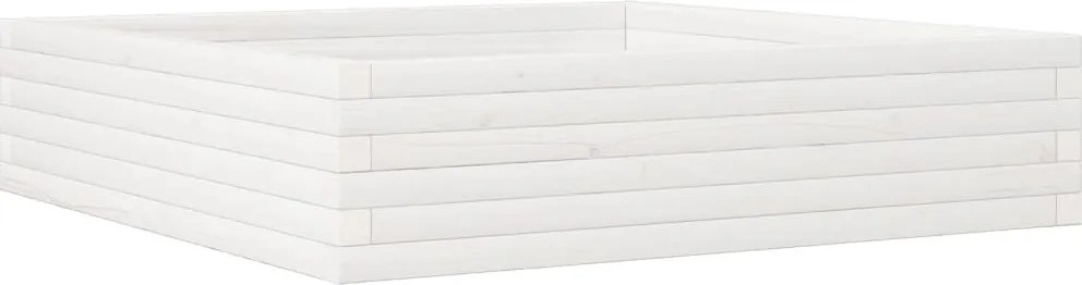 vidaXL Jardinieră de grădină, alb, 100x100x23 cm, lemn masiv de pin
