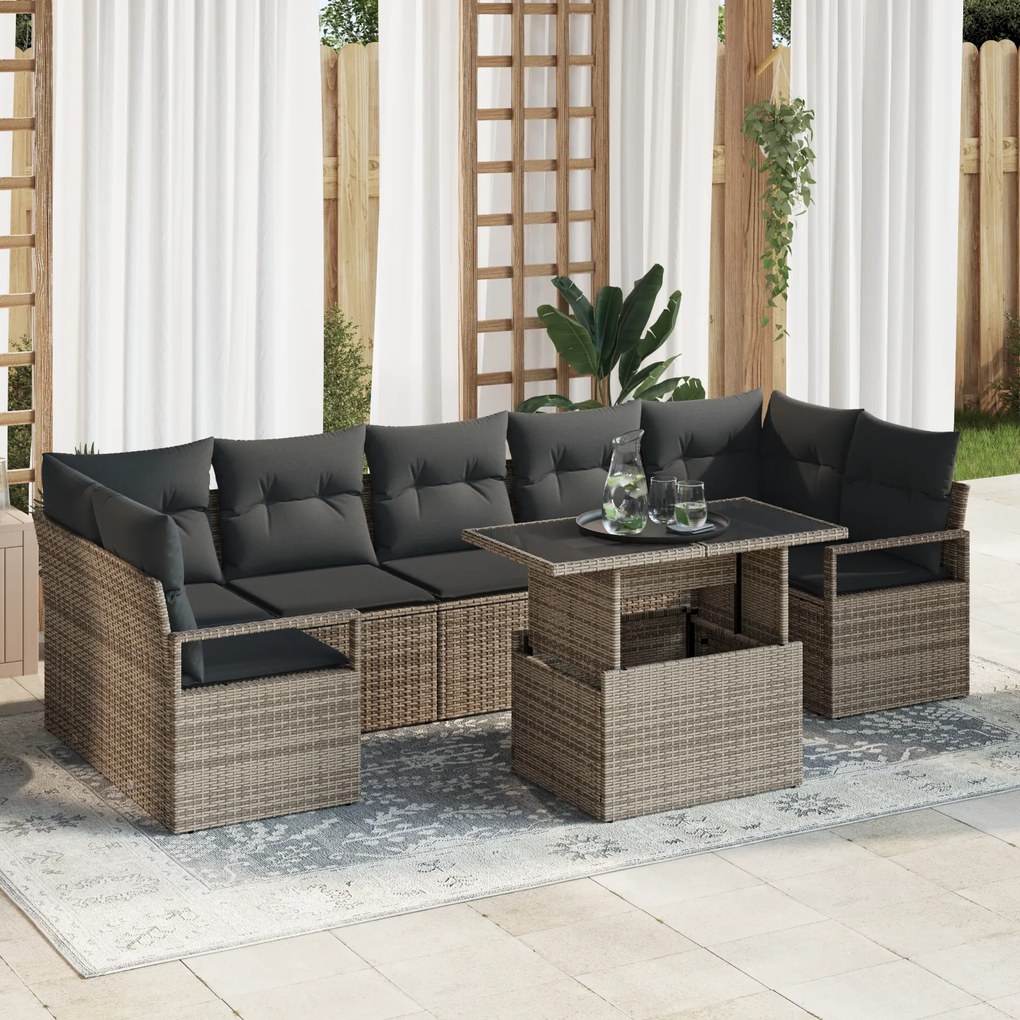 vidaXL Set de canapele pentru grădină 8 pcs Gri 100 x 55 x 73 cm