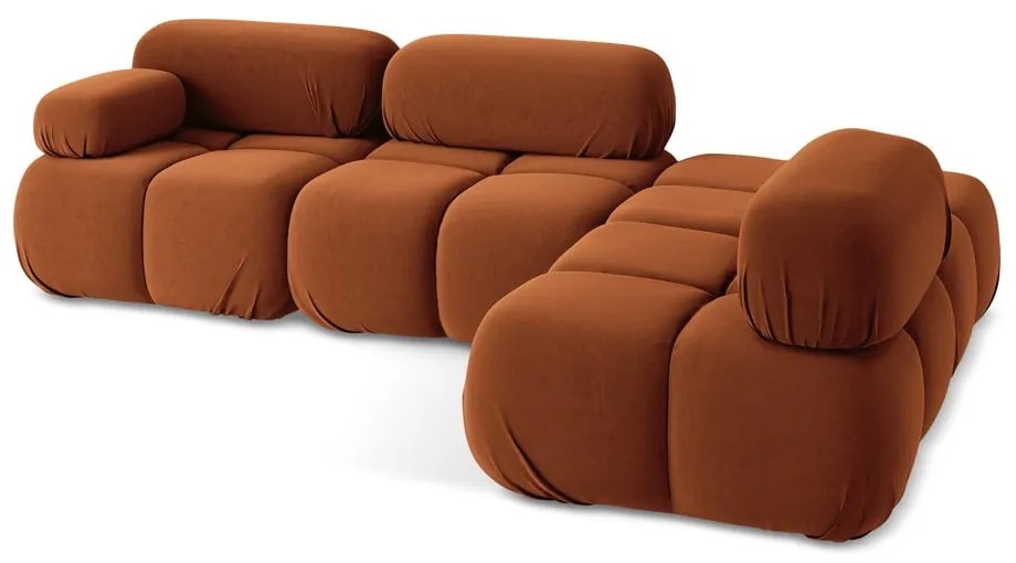 Colțar modular portocaliu cu tapițerie din catifea (cu colț pe partea dreaptă) Lokua – Makamii