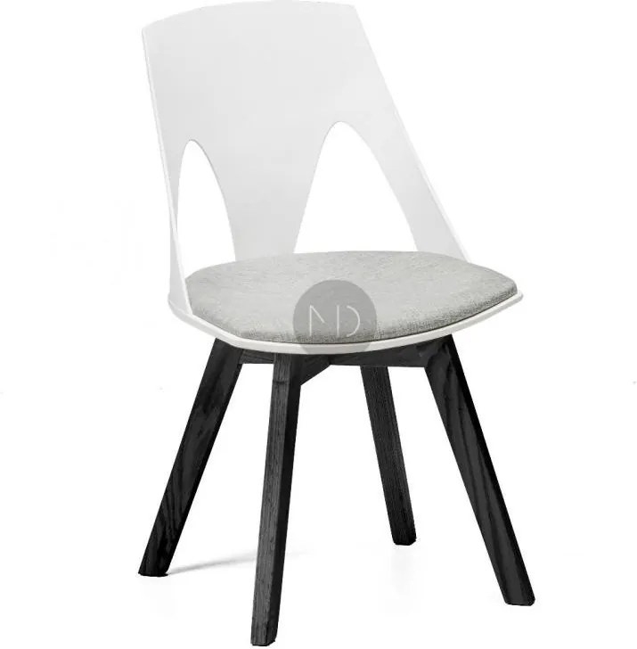 Scaun dining alb/negru din lemn de stejar si polipropilena Cordoba Black White Malo Design