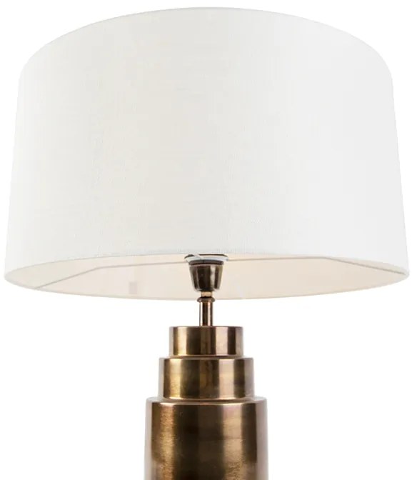 Lampă de masă Art Deco cu abajur alb 50 cm - Bruut