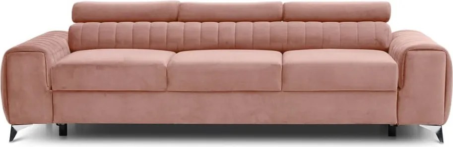 Canapea roz extensibilă cu tapițerie din catifea 261 cm Laurence – ELTAP