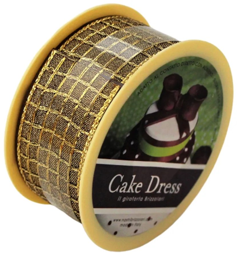 Bandă decorativă textilă Cake Dress, pentru torturi și prăjituri, 4.5cm x 10m, Gold, maron