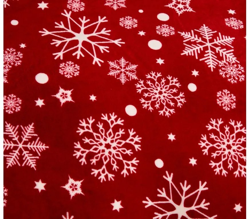 Lenjerie de pat din microplus SNOWFALL rosu + cearsaf din microplus SOFT 90x200 cm alb