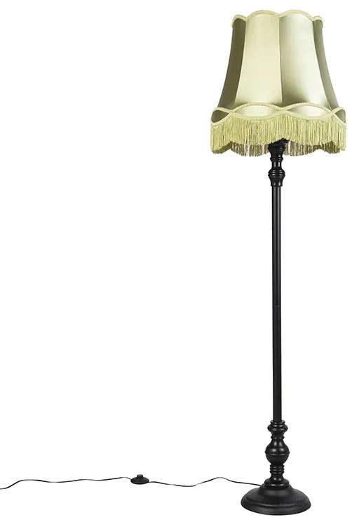 Lampă de podea neagră cu abajur verde „bunicuță” - Classico