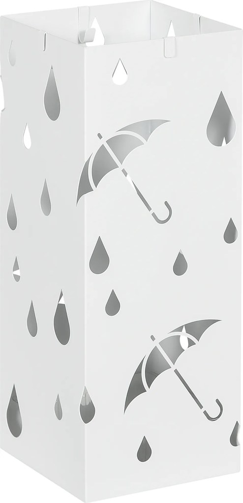 HOMCOM Suport pentru Umbrele din Metal cu 4 Cârlige, Suport pentru Umbrele cu Design Modern, 15,5x15,5x41 cm, Alb | Aosom Romania