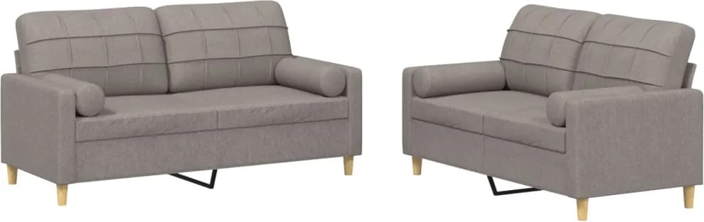 vidaXL Set de canapele cu perne, 2 piese, gri taupe, textil