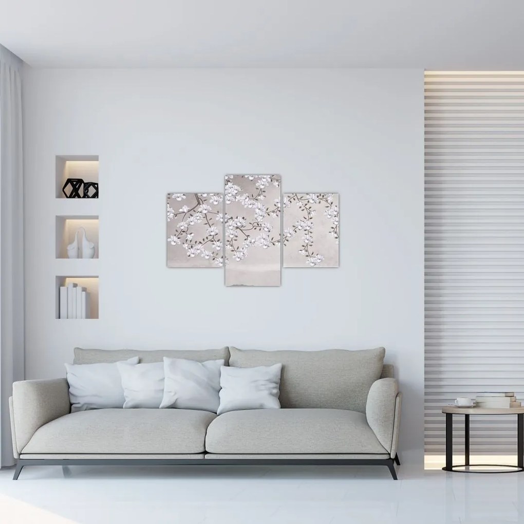 Tablou - Flori într-un peisaj gri (90x60 cm)