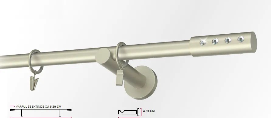 Galerie simpla PICIOR UNIVERSAL - ALLURE -simpla /19 - CROM MAT (Alege marime: 140 cm)