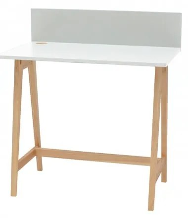 Birou cu bază din lemn de frasin Ragaba Luka, lungime 85 cm, alb