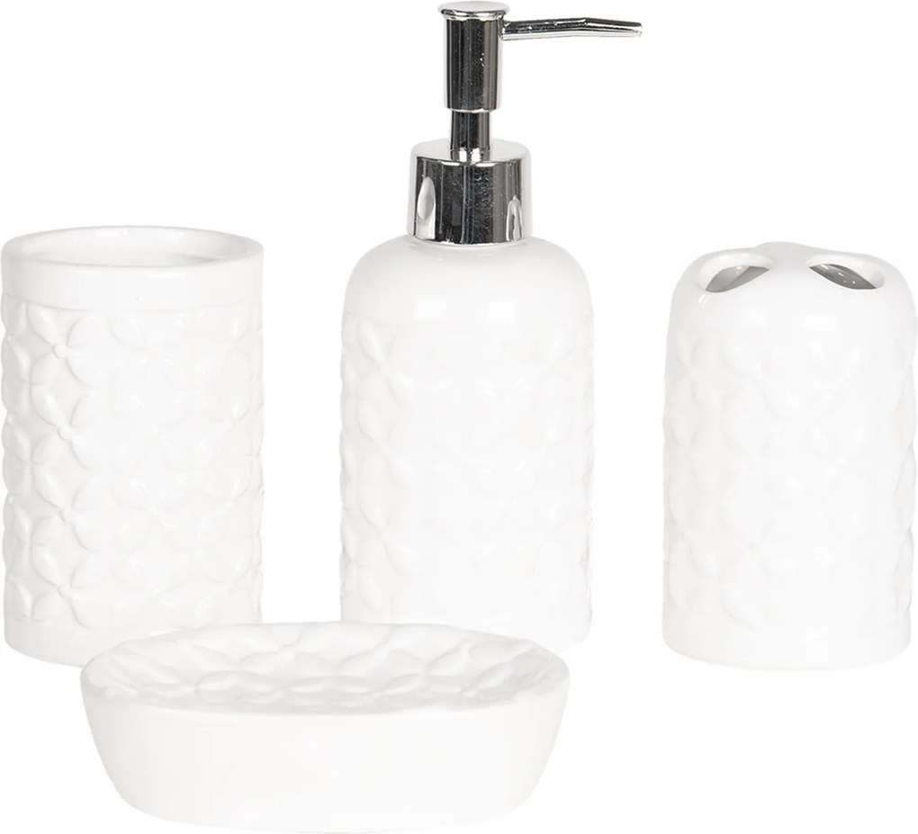 Set baie ceramica alba 4 piese 14 cm x 9 cm