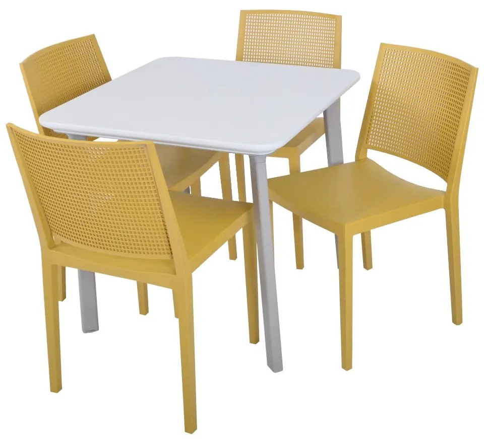 Scaun de grădină galben din plastic Grid – Rojaplast