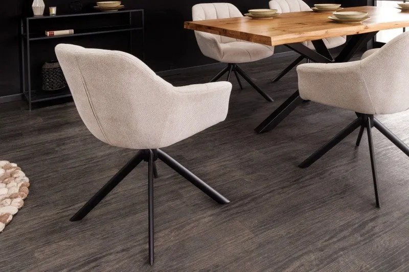 Set 2 scaune pivotante Papillon, tesatura structurala sampanie bej