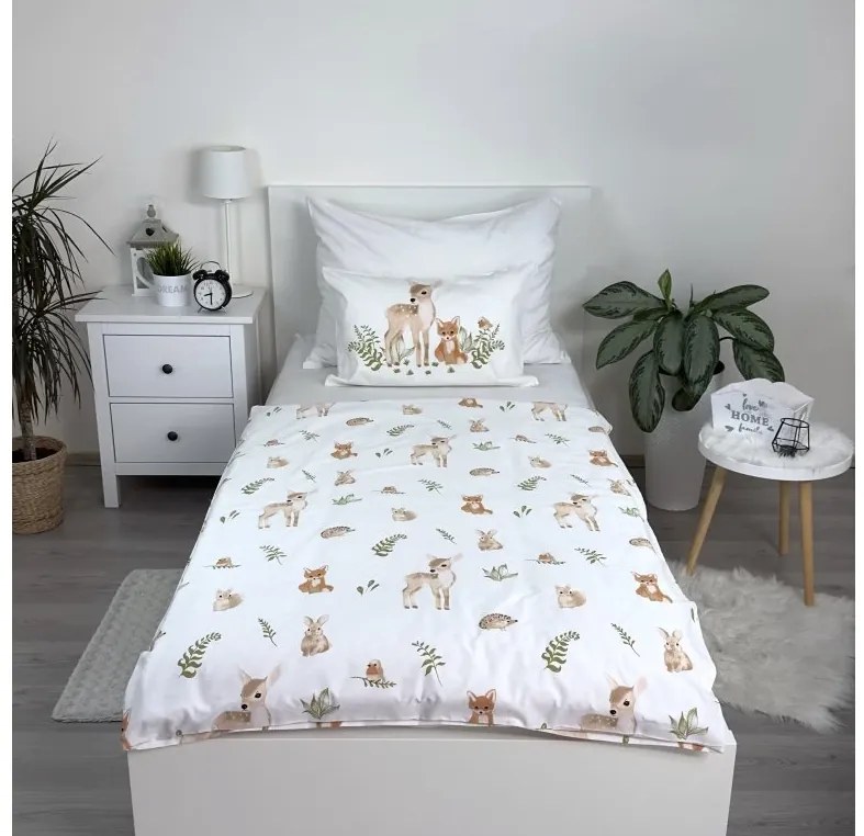 Lenjerie de pat din bumbac pentru patut FOREST ANIMALS alb Dimensiune lenjerie de pat: 40 x 60 cm | 100 x 135 cm