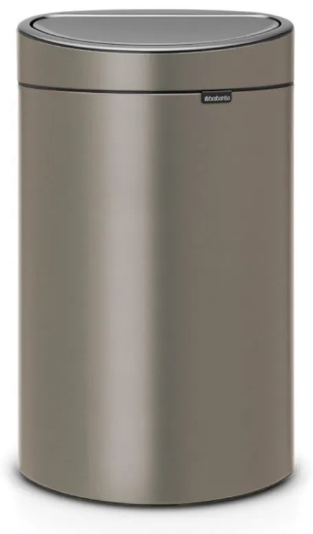 Cos de gunoi Brabantia Touch Bin New 649732, 40 L, Inchidere silentioasa si lina, Spate plat, Gri