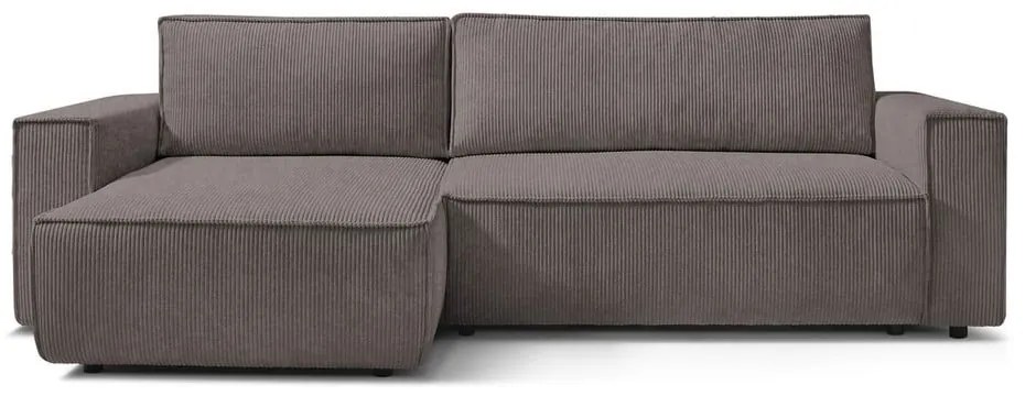 Colțar taupe extensibil/cu spațiu de depozitare cu tapițerie din catifea reiată Nihad – Bobochic Paris