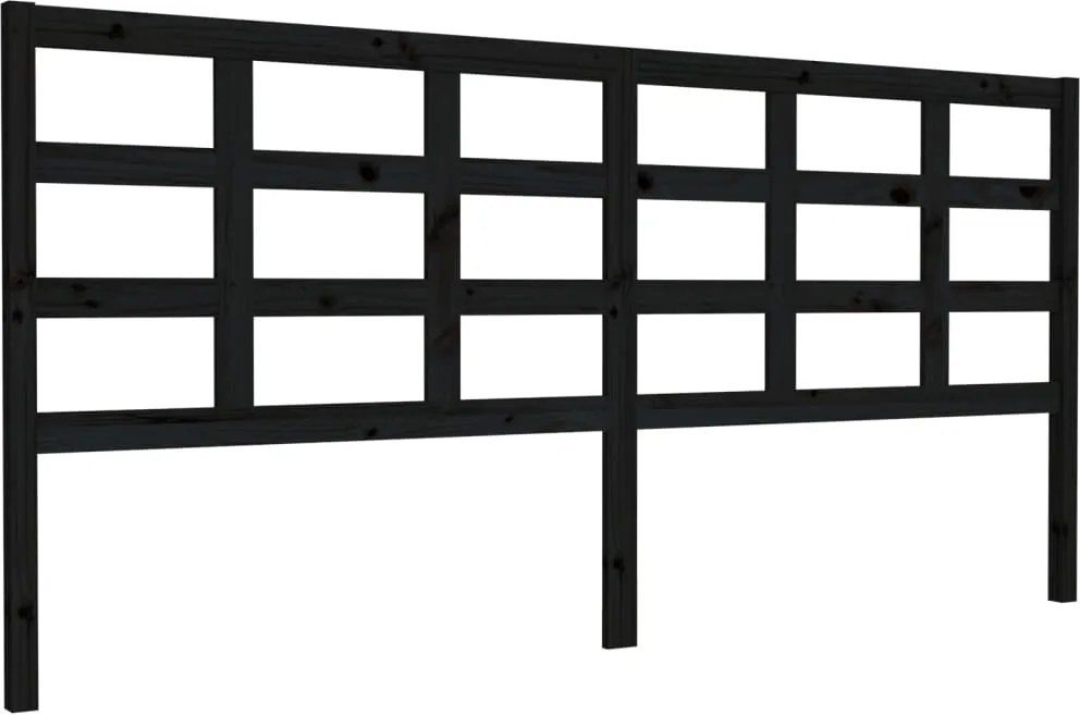 vidaXL Tăblie de pat, negru, 205,5x4x100 cm, lemn masiv de pin