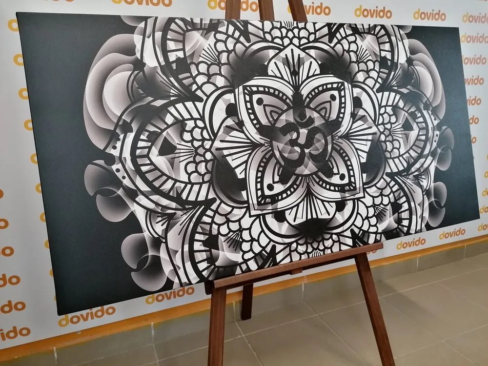 Tablou Mandala sănătății în design alb-negru