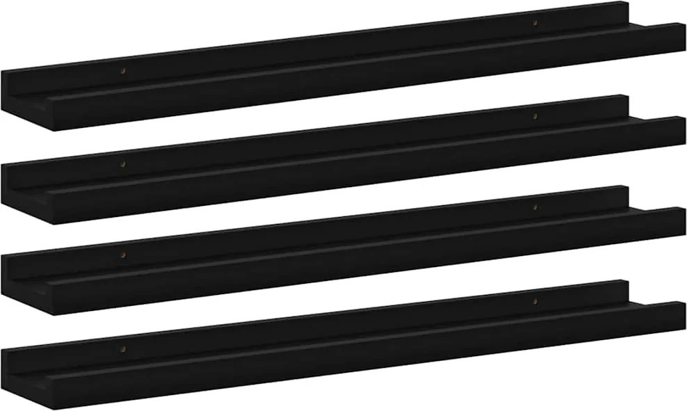 vidaXL Rafturi de perete, 4 buc., negru, 60x9x3 cm