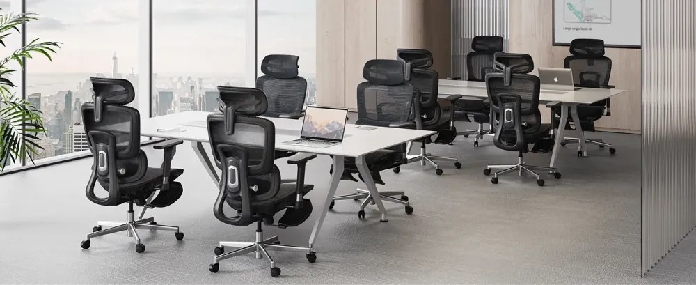 HBADA E2 Scaun ergonomic, cotiere reglabile 3D, suport lombar reglabil, spătar reglabil inaltime, pivotant, suport picioare, Negru