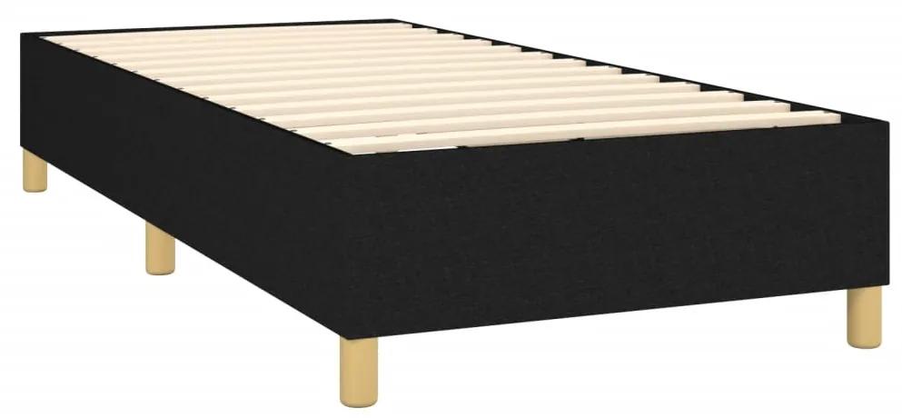 Pat box spring cu saltea, negru, 90x200 cm, textil Negru, 90 x 200 cm, Design cu nasturi