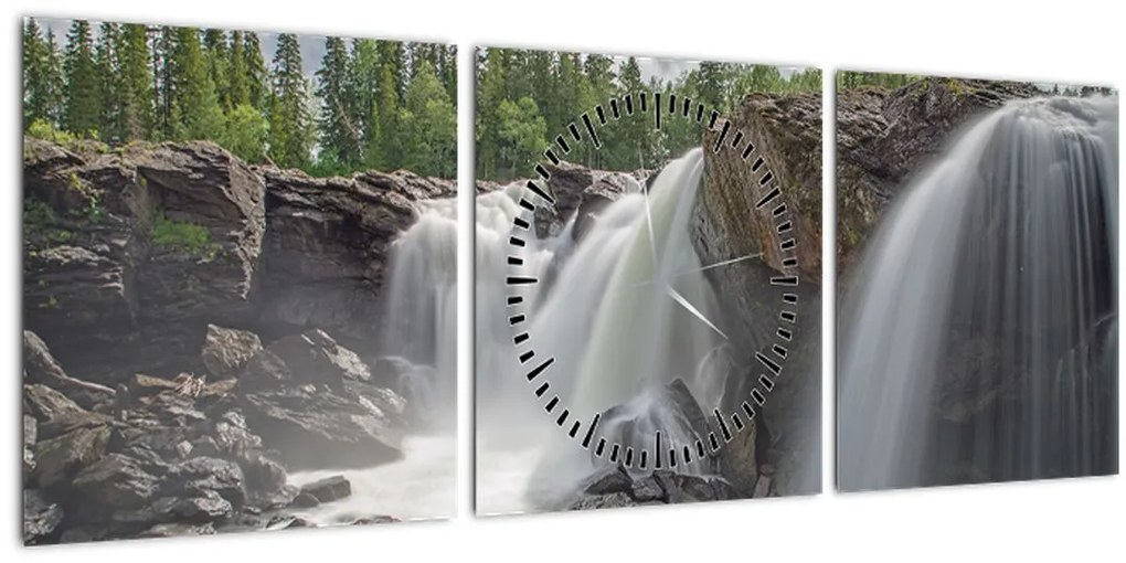Tablou cu cascade (cu ceas) (90x30 cm)