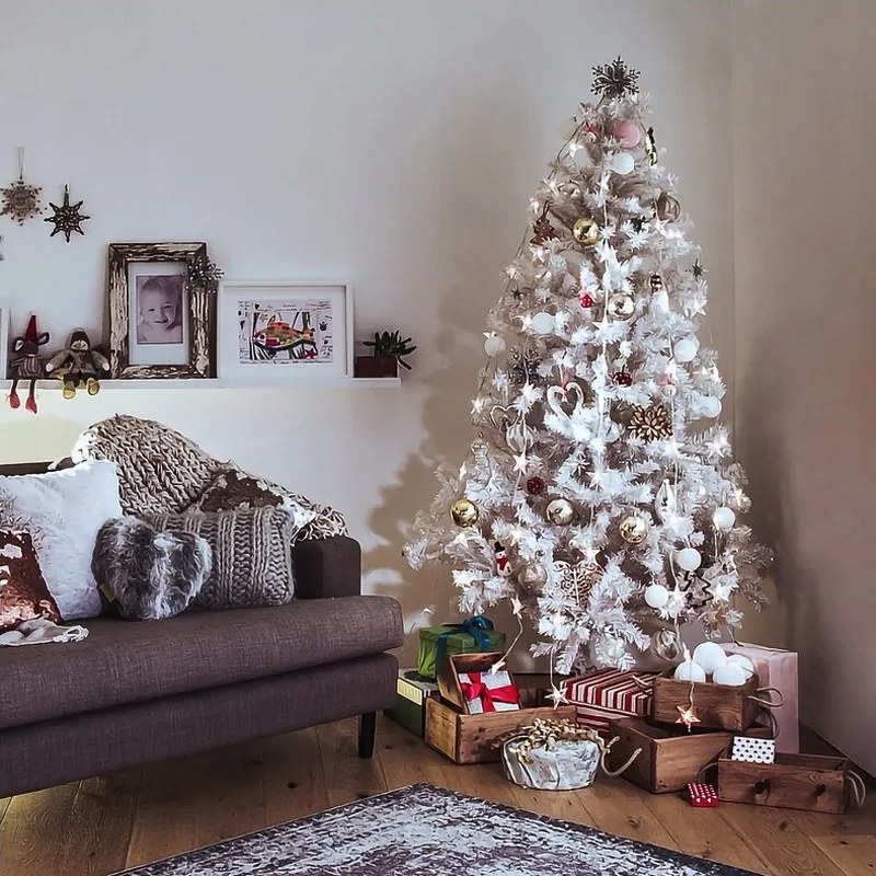 Brad de Crăciun feeric de culoare albă luxoasă 220 cm