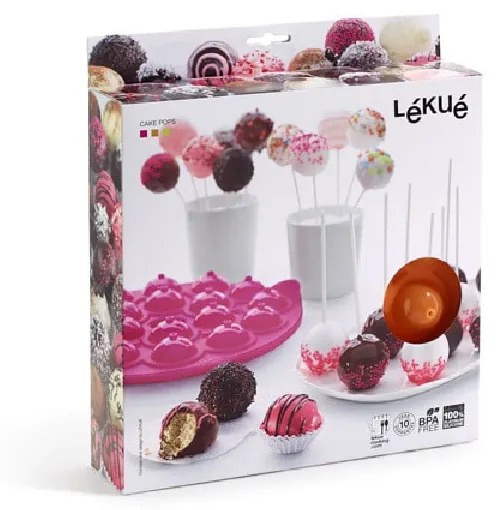 Formă din silicon pentru cake pops Lékué Pops, ⌀ 26,5 cm, roz