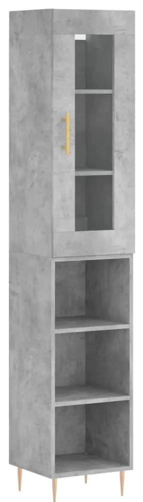 3199357 vidaXL Dulap înalt, gri beton, 34,5x34x180 cm, lemn prelucrat