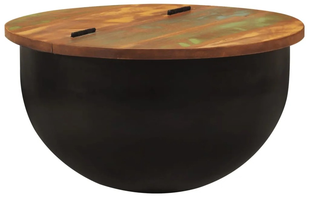 vidaXL Măsuță de cafea, negru, 50x27 cm, lemn masiv reciclat