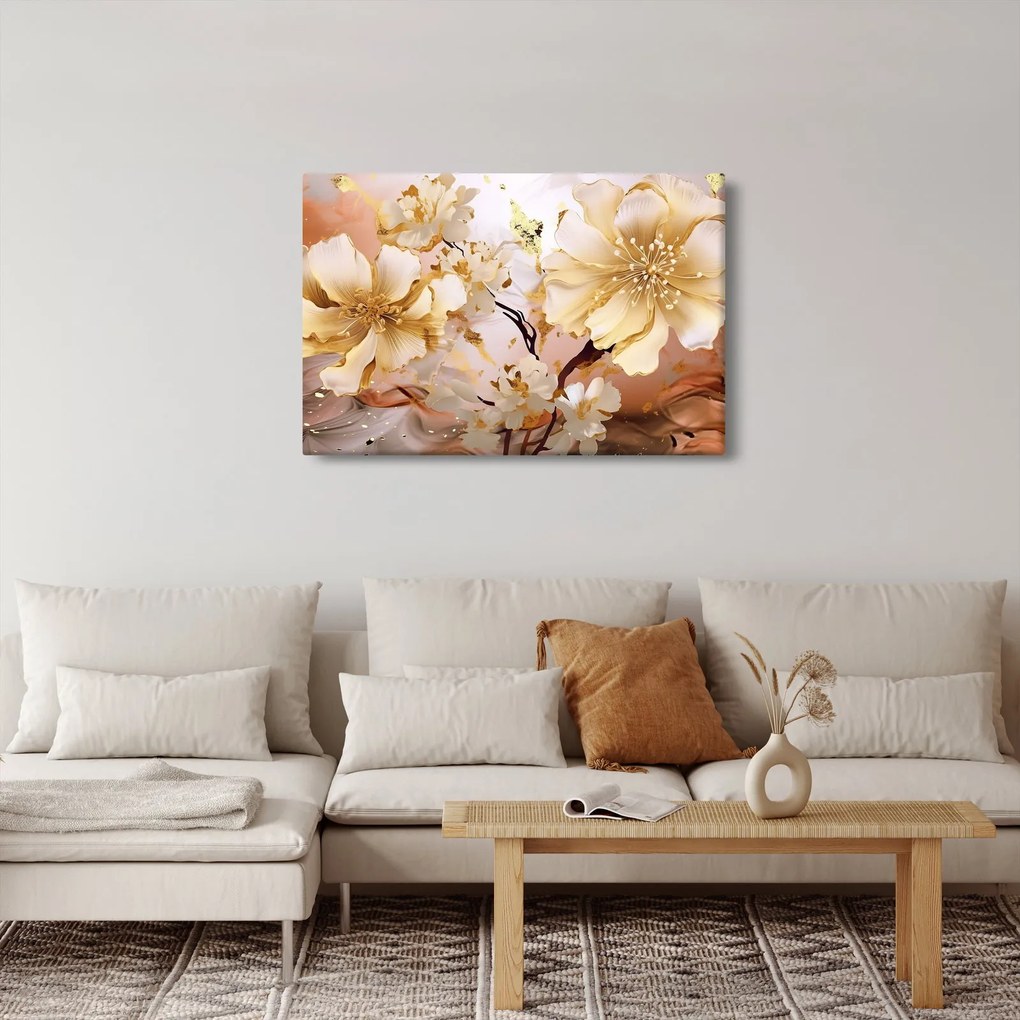 Tablou - Flori de aur (90x60 cm)