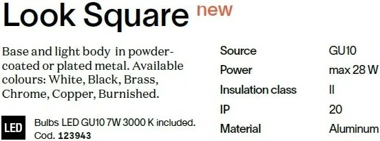 Aplica de perete LOOK AP2 SQUARE D60 H150 OTTONE