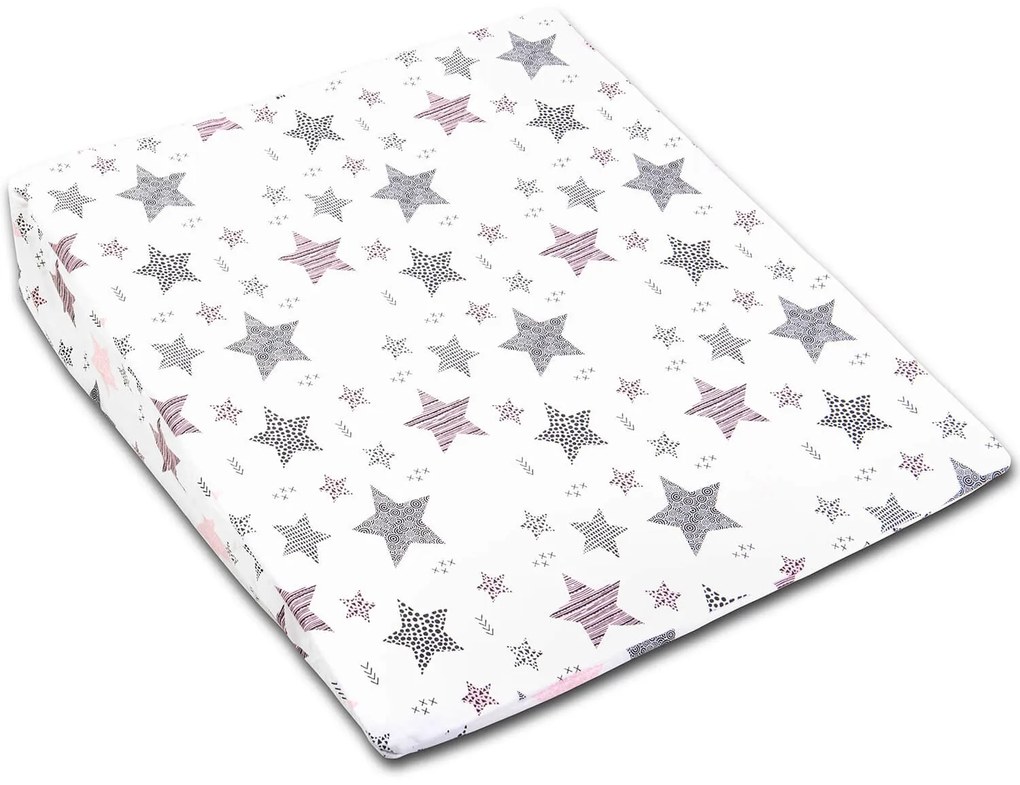 Perna antireflux  XXL cu husa detasabila din bumbac 70x58 cm Kidizi All Pink Stars