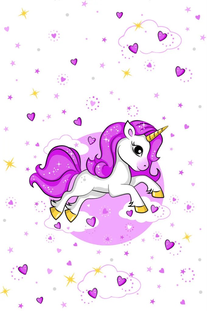 Unicorn Pink Heart față de masă din hârtie 120x180 cm