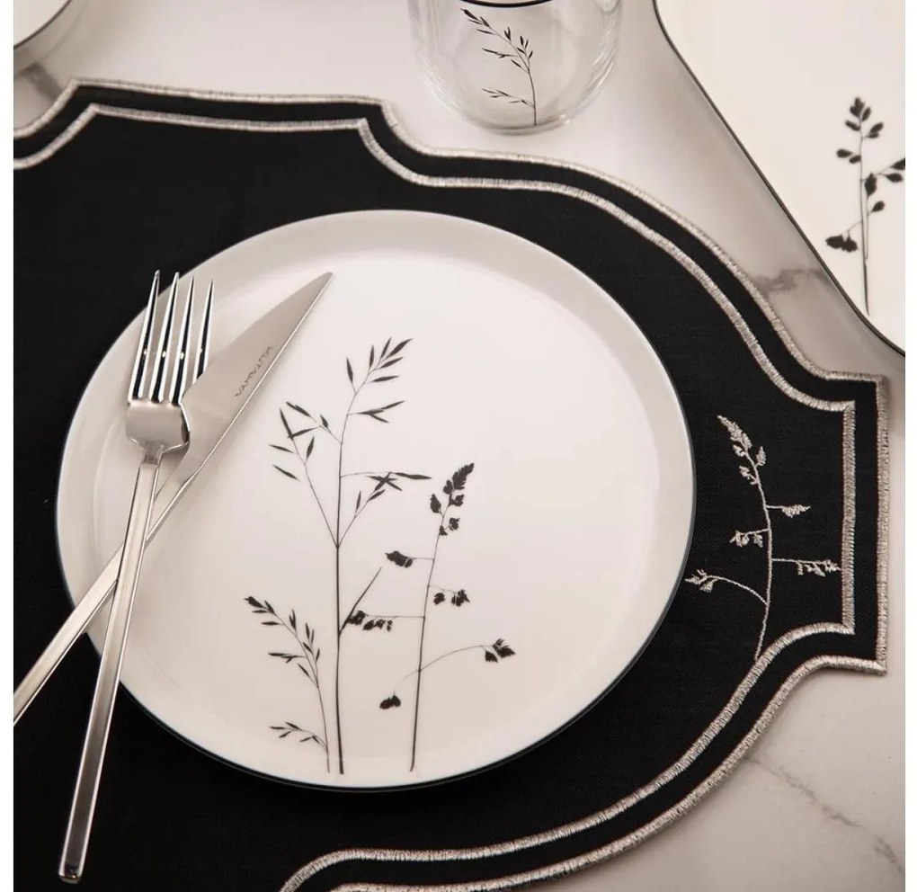 Set de veselă 27 piese din porțelan, alb/negru