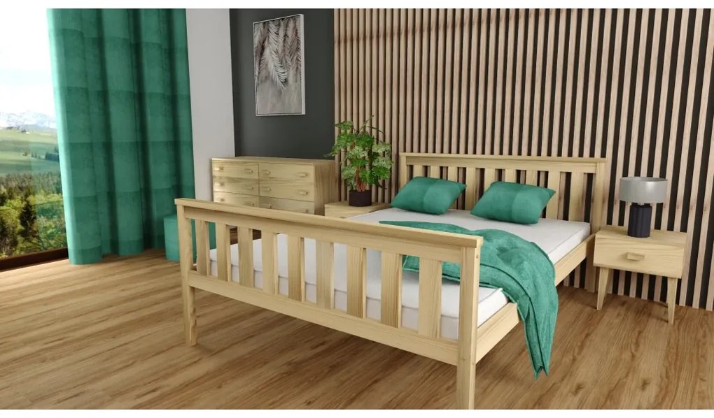 Pat KALEA 140 x 200 cm, pin Saltele: Cu saltele Coco Maxi 20 cm, Somiera pat: Cu lamele drepte