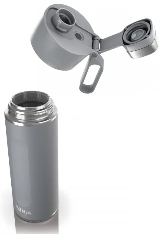 Termos Ninja DW2401EUUKGY, 700 ml, Potrivit pentru bauturi carbogazoase, Izolare tripla, Fara BPA, Mentinere cald pana la 8h, Mentinere rece pana la 24h, Gri