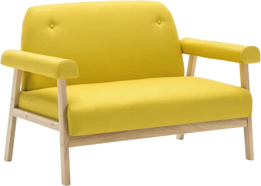 vidaXL Canapea cu 2 locuri, galben, material textil