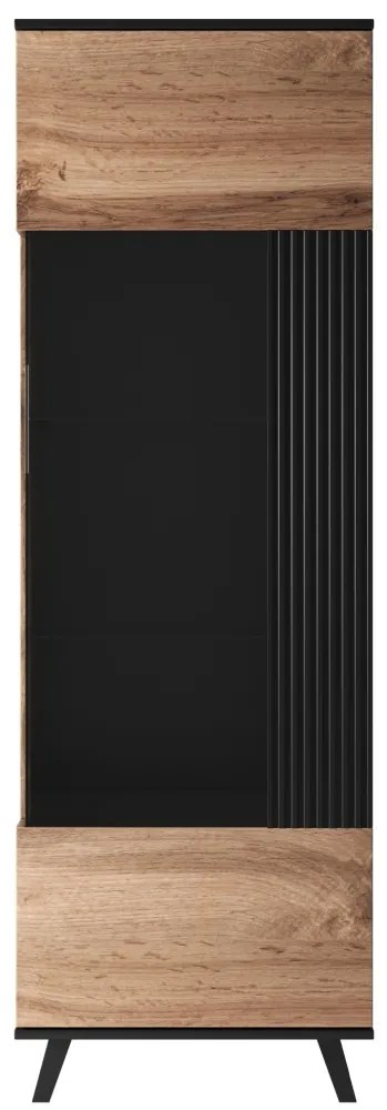 Corp depozitare Random W1 stejar wotan/negru - L60 x A40 x h182 cm
