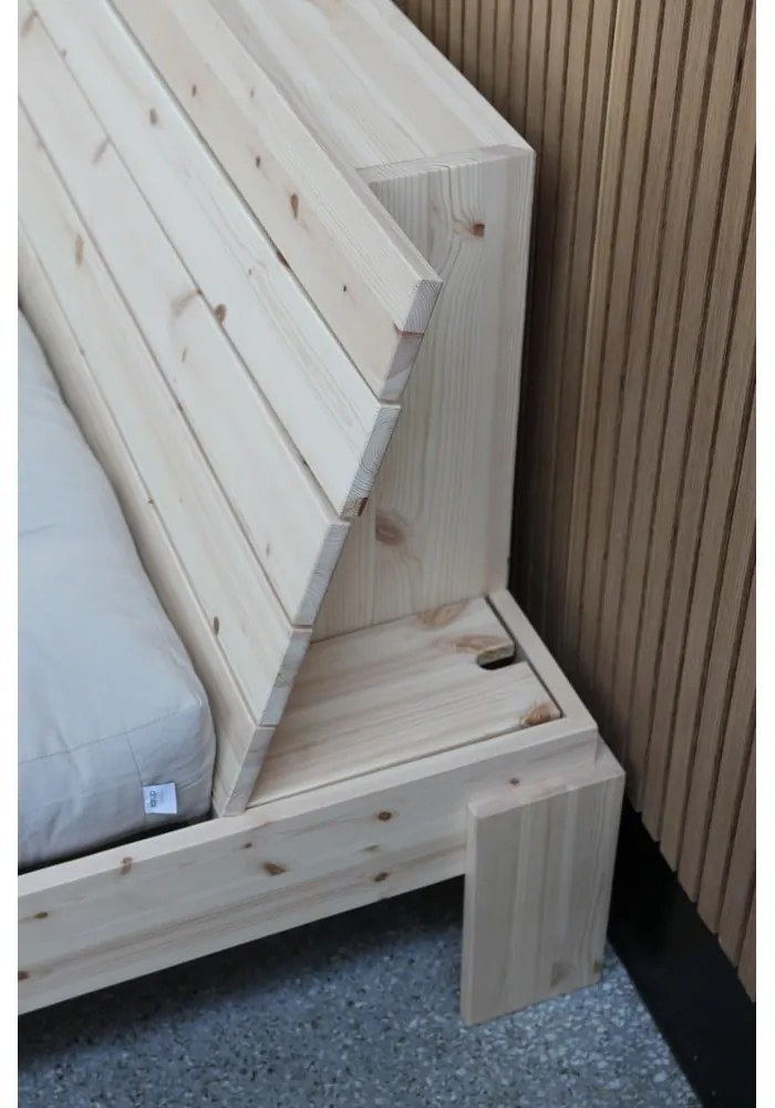 Pat matrimonial în culoare naturală din lemn de pin cu somieră 180x200 cm Layers – Karup Design