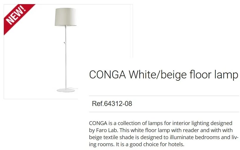 Lampadar / Lampa de podea modern design elegant CONGA alb/bej 64312-08